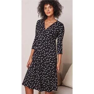 Isabella Oliver Maternity Dress Black And White‎ Midi Size Medium
